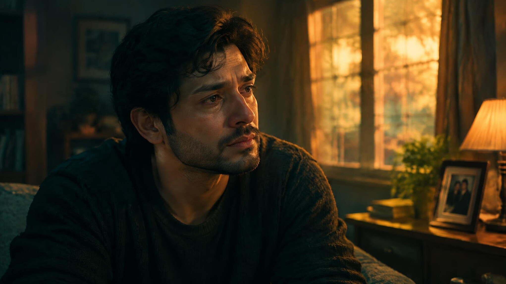 emotional film scene with warm colors