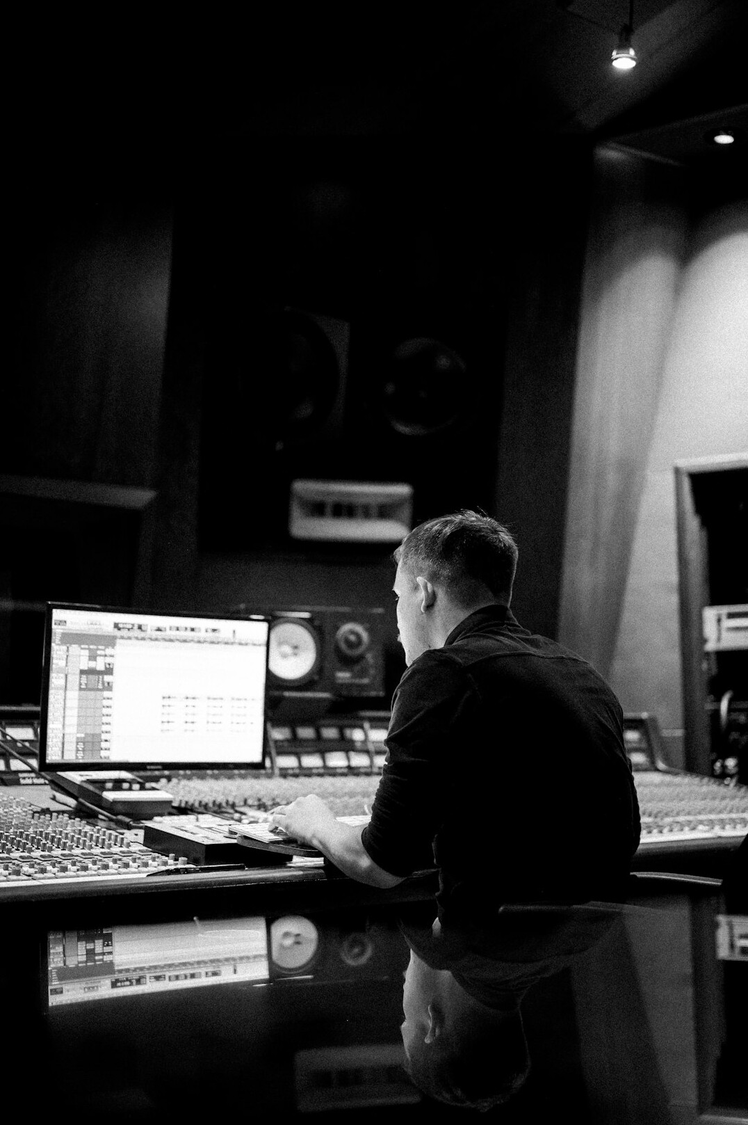 sound designer working on audio