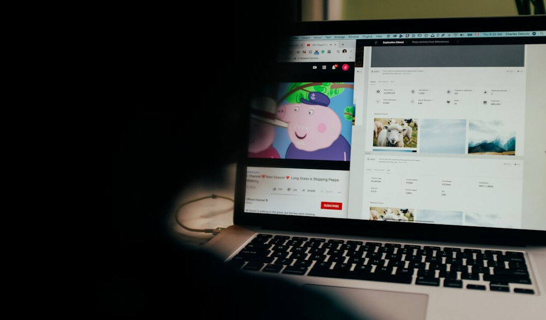 video editing software on laptop