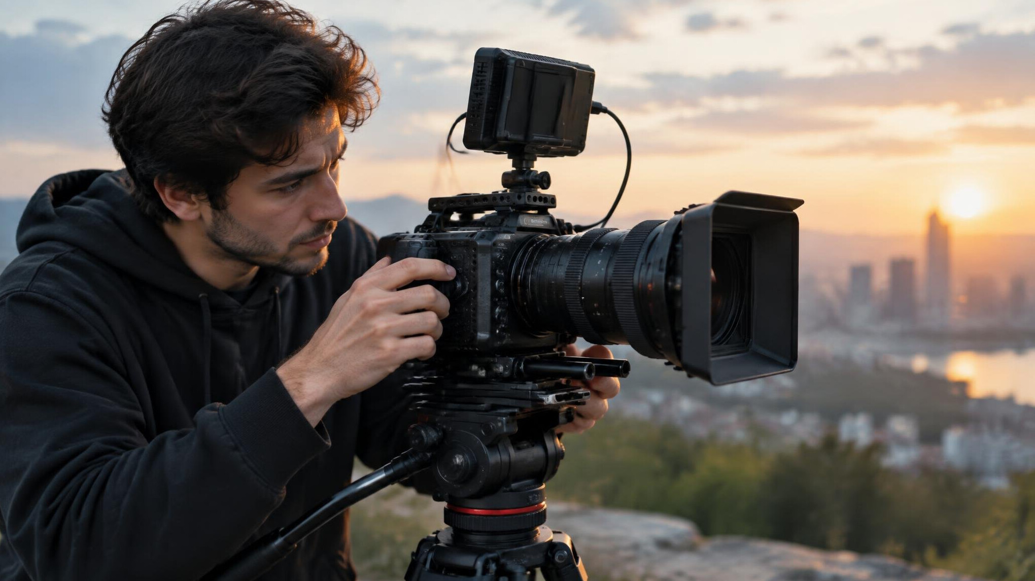 filmmaker testing camera