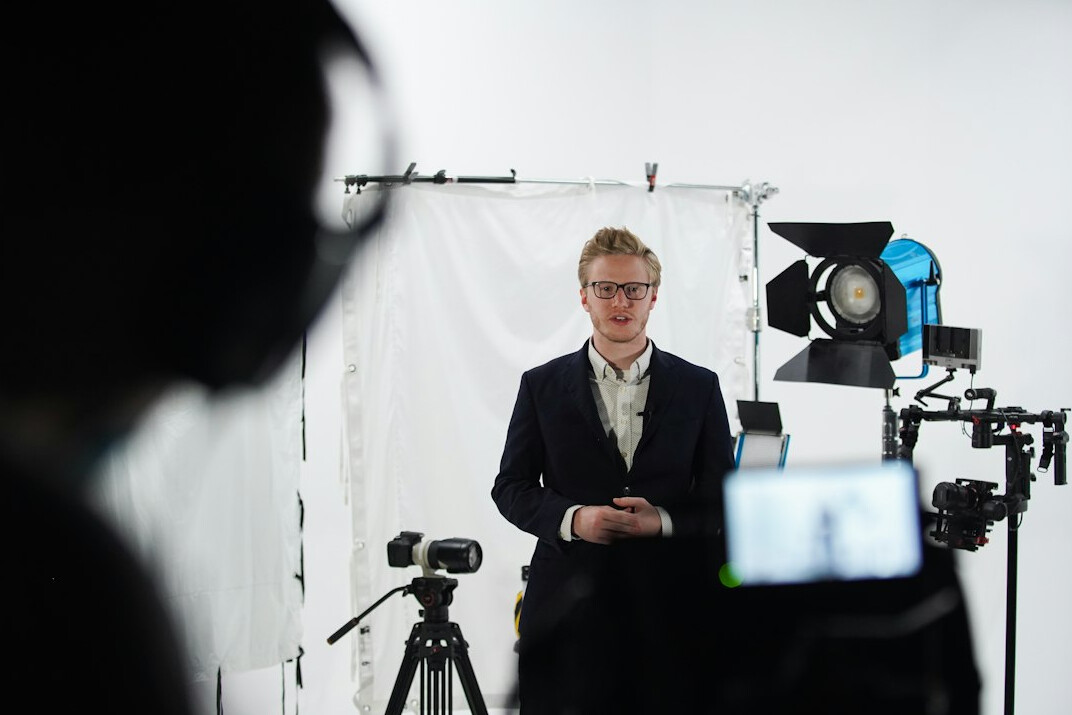 director giving interview