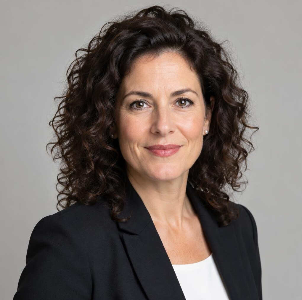Studio portrait of a swiss woman with curly hair