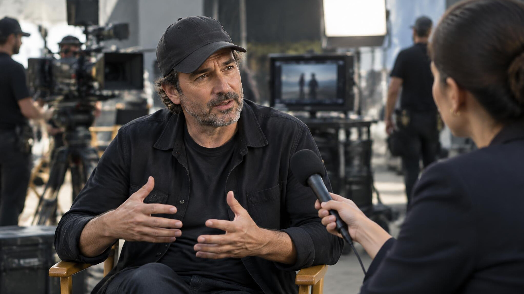 director giving interview