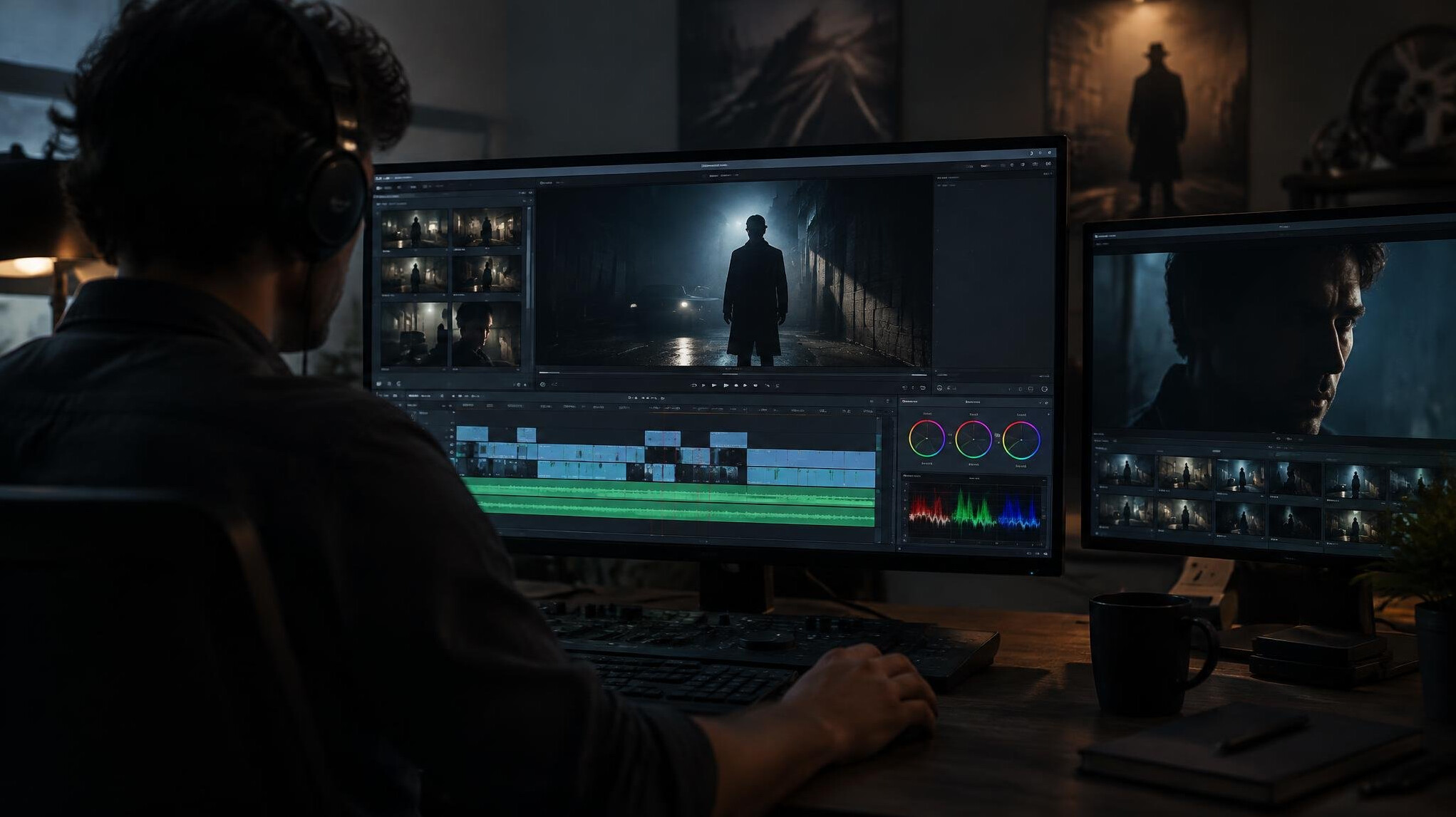 video editor working on shadows